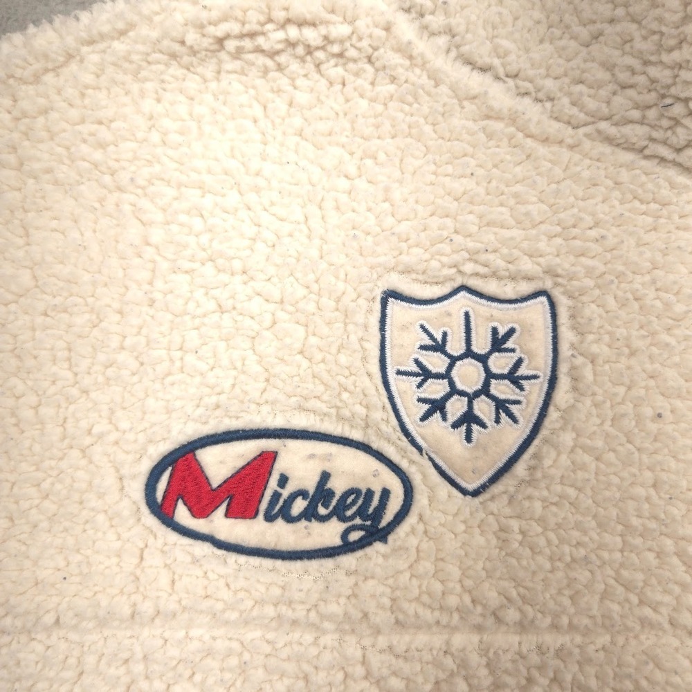 Disney Mickey Mouse Sherpa 1/4 Zip Pullover XXL Let It Snow Winter Sports - Picture 7 of 13